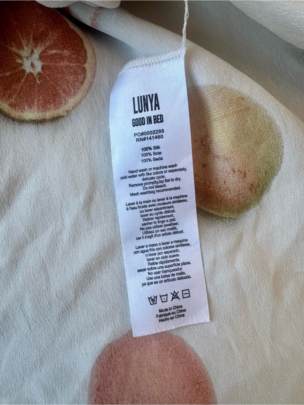 Lunya Washable Silk Tulip Back Set XS Citrus Fruit Pajamas - Picture 7 of 11